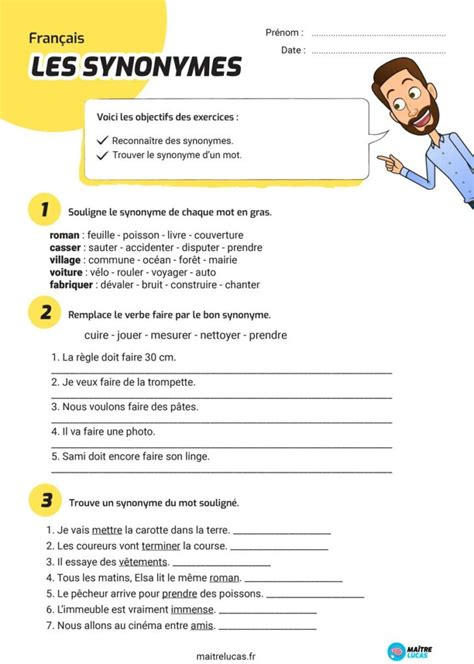 exerciser synonym|exercices de synonymes.